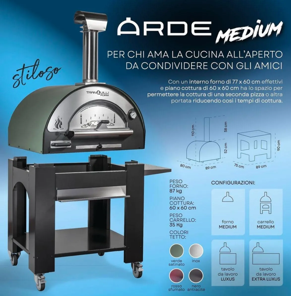 Horno de leña Arde Medium, gris