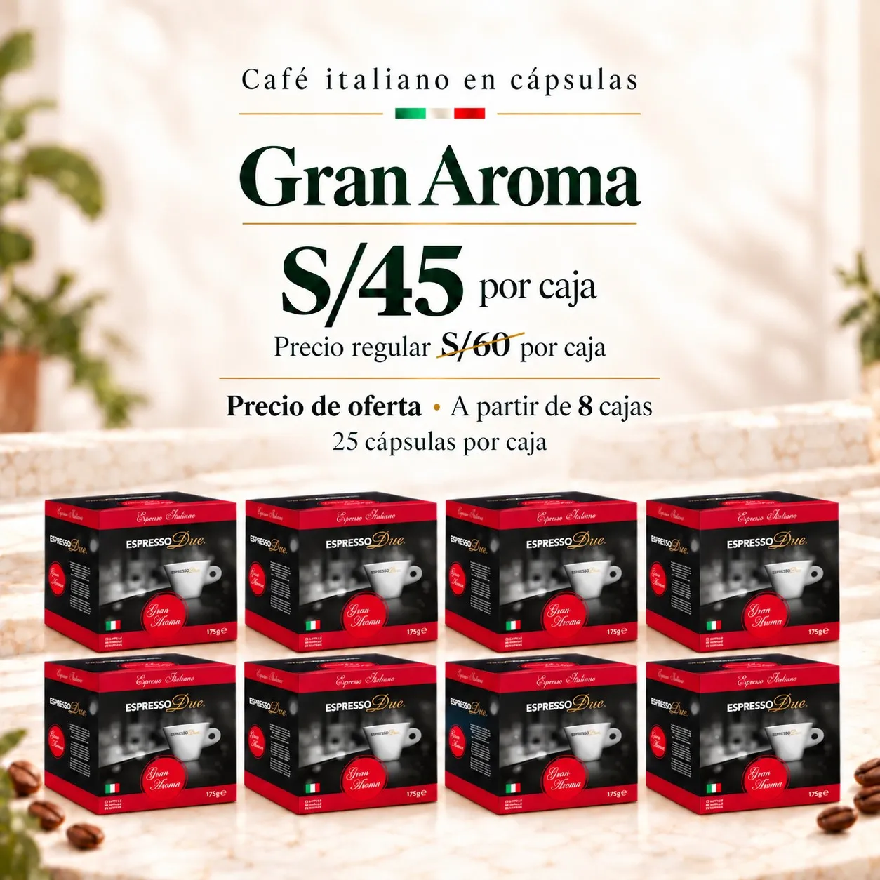 GRAN AROMA ESPRESSO DUE PACK 8 CAJAS - 200 CÁPSULAS